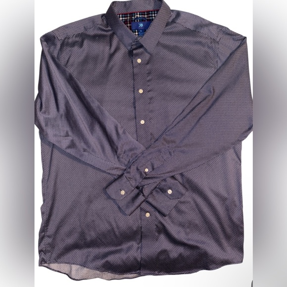 Egara Mens Button Down Dress Shirt Long Sleeve Non Iron Slim Fit Blue XL - Picture 3 of 12